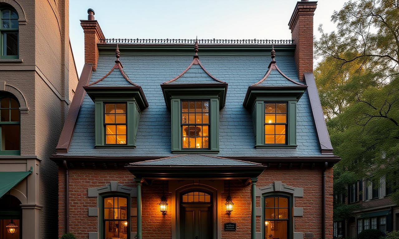 Renovated historic building with a meticulously repaired and restored roof.