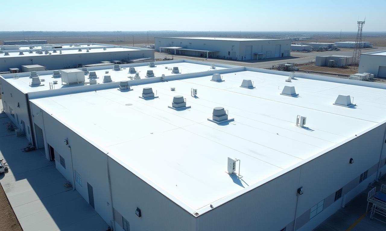 Expansive industrial facility with a professionally installed flat roof system.
